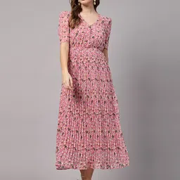 Women Fit and Flare Multicolor Midi/Calf Length Dress-image-15