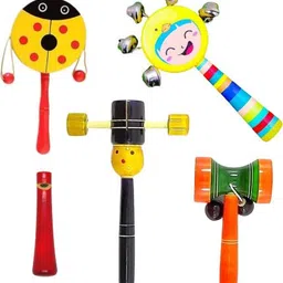 rainbowstore Eco friendly colorful sounding wooden baby Rattle (Multicolor)(pack of 5) Rattle-picture-19