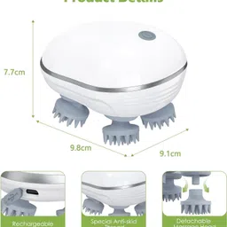 Piru 96 Silicon Red Light therpy Massager Electric Scalp Massager | Rechargeable 3-Speed Kneading Head & Hair Growth Tool Massager image 4