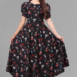 qena Women Maxi Black Full Length Dress-picture-24
