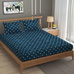 belvostum Cotton Double Fitted (Elastic) 220 TC Checkered Bedsheet-picture-39