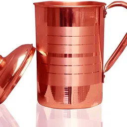 evergrow Pure Copper Water Jug for Home & Kitchen 1.5 Ltr Jug Bottle Glass Set image 2