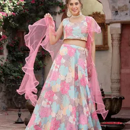 Floral Print, Embellished Stitched Lehenga Choli-image-43