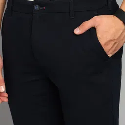 killer Men Slim Fit Dark Blue Cotton Blend Trousers image 5