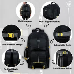 a fashion Travel Rucksack for Outdoor Sport Camping Hiking Trekking Bag-Black Rucksack - 55 L image 3