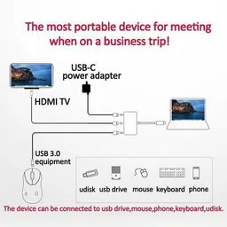 microware Type-c To Hdmi 3 In 1 Adapter Hdmi USB 3.0 Type C Type C to HDMI 3 in 1 Adapter USB Hub image 4