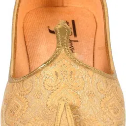 thirsty crow Gold Silky Sherwani Juti , Mojari Wedding Wear & Mojaris For Men image 2