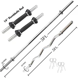 starx 80 kg PVC Plates with 3Ft Curl Rod and 5Ft Straight Rod with Accessories Home Gym Combo image 2