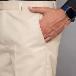 wearobics Men Regular Fit Beige Cotton Blend Trousers image 4