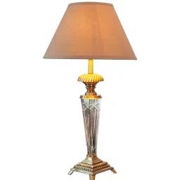 kapoor lampshades Beige Fabric Shade Table Lamp with Gold Base image 3