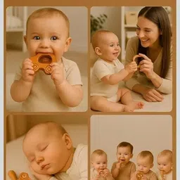 rana creation mart Pure neem wooden teether Rattle for kids Teether image 3