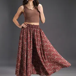 emeros Women Flared Maroon, Grey, White Viscose Rayon Trousers-picture-23