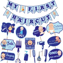 xzotic Blue First Haircut Banner & Props | Blue Theme | Set of 17 pcs-picture-12