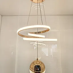 swanart Modern Spiral LED Pendant Light with Crystal Sphere Accent Pendant Lamp Ceiling Lamp-picture-20