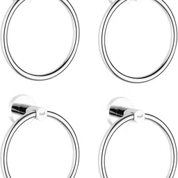 prestige Round Shape Bathroom and Kithchen chrome Towel Holder- Pack of -4 Towel Holder (Stainless Steel) SILVER Towel Holder-picture-25