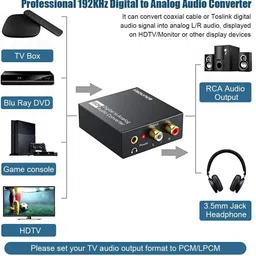 sounce TV-out Cable 192KHz Digital to Analog Audio Converter SPDIF Optical Coax to Analog L/R RCA image 3