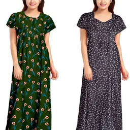 radha rani crafts creation Floral Print Cotton Blend Stitched Flared/A-line Gown-picture-21