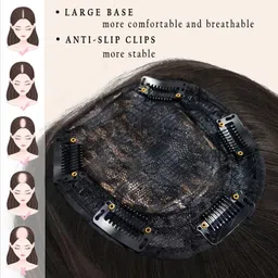 getvock Topper Front and Scalp Covering 3 Clip Brown Hair Extension image 2