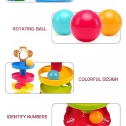 ausiee 4 Towers Run with Swirling Ramps & 3 Rattle Balls For Toddlers Toy Set image 4