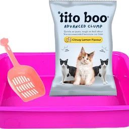 tito boo Essentials Kit Lemon Scented Cat Litter 6Kg Pack + Litter Tray + Litter Scooper Pet Litter Tray Refill-picture-26