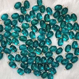 Oval Shape Glass Hanging Beads (rama green) Embroidery Frame-image-44