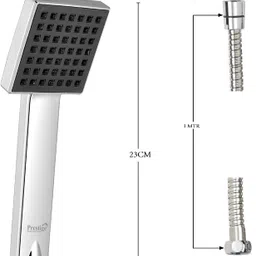 prestige Square Hand Shower Telephonic with 1.5mtr SS Shower Tube and Wall Hook Handheld image 2
