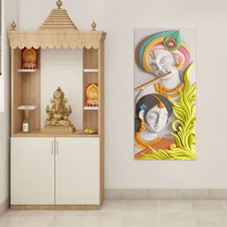 bnezz 100 cm Wallpaper For Mandir Ceramic Krishna Wall Stickers Krishna Wall Posters For Home Self Adhesive Sticker image 4