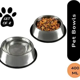 nannan Pet Feeding Bowls for Dogs & Cats | Anti Skid Pet Food & Water Bowls (Pack of 2) Stainless Steel Pet Bowl-picture-28