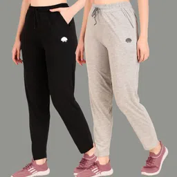 gaa Pack of 2 Women Solid, Printed Black, Grey Track Pants-picture-27