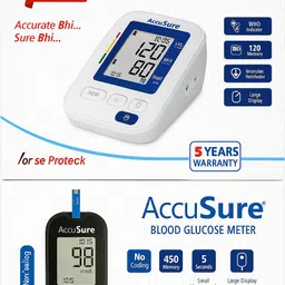 AccuSure Simple Glucometer with 25 strips and Blood Pressure AS 5 year warranty Bp Monitor image 3