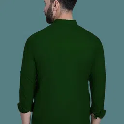 guys hub Men Solid Cotton Blend Straight Kurta image 2