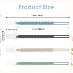supvox Silicone Pacifier Holder Clips 4Pcs Anti Lost Woven Straps for Clothes Stroller Soother image 2