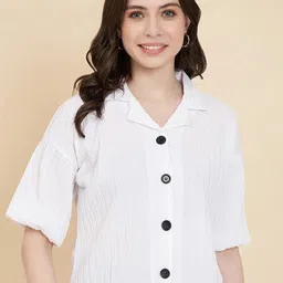 ekasya Women Regular Fit Solid Lapel Collar Casual Shirt-picture-27