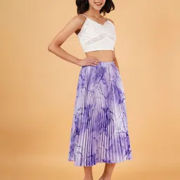 zwerlon Women Printed A-line Purple Skirt image 3