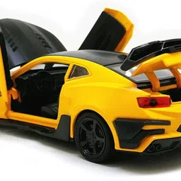 atri 1:32 Bumblebee Tranformers Die Cast Metal Fast and Furious Luxury Pull Back Car Toy with Light and Sound Yellow and Black Pack of 1 image 3