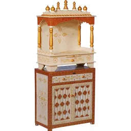 d'dass Multi Color Sheesham MDF Floor Rested Mandir With Door image 5