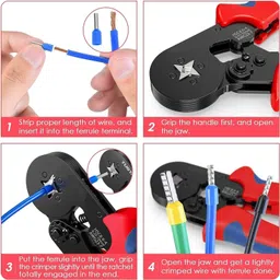 tendula Wire Stripper Self Adjusting Crimping Plier Ratcheting Ferrule Crimper Tool Electronic Wire Stripper Self Adjusting Crimping Plier Ferrule Crimper Tool Manual Crimper image 3