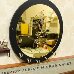 ag enterprises KRISHNA KEY HOLDER WITH ACRYLIC MIRROR SHEET COMES WITH S.S. HOOKS Wood, Acrylic Key Holder-picture-25