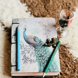 Peacock cardboard Printed Diary Notebook With Lock Clasp For Gift/Office A5 Diary 200 200 Pages-image-33