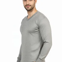 J.S. OSWAL Men V-Neck Grey Thermal Top Men Top Thermal image 3