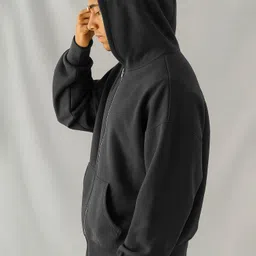 jump cuts Men Full Sleeve Solid Hooded Sweatshirt image 3