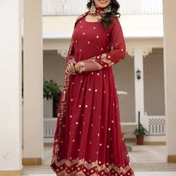 mat fashion Georgette Stitched Anarkali Gown image 3
