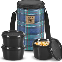 milton Lofty Tiffin (3 Containers,1 X 320 ml, 2 X 450 ml each) With Jacket, Navy Blue 3 Containers Lunch Box-picture-10
