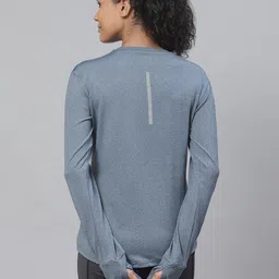 chkokko Women Solid Round Neck Polyester Blue T-Shirt image 3