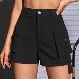 ss unicorn Self Design Women Black Cargo Shorts image 3