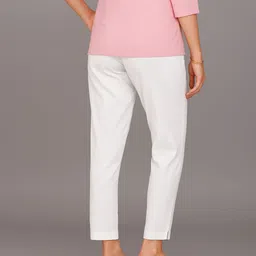 zyraa Women Slim Fit White Pure Cotton Trousers image 2