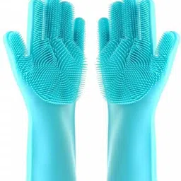 benison india shopping Silicone Gloves with Wash Scrubber Wet and Dry Glove Set image 2