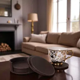 aarvi decor studio Chocolate Brown Elegance Round Coaster image 1