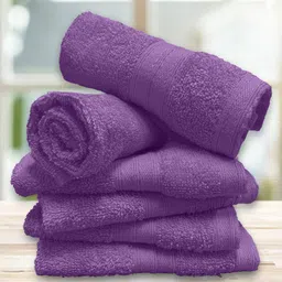 sassoon fab Purple Cotton Solid 450 GSM Face Towel (Set of 6) image 1
