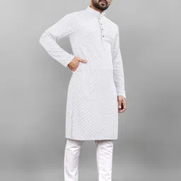 almora Men Embellished Cotton Rayon Straight Kurta image 3